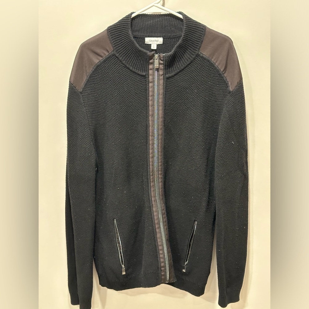 Men's Calvin Klein Black Zip up Cardigan Size XL